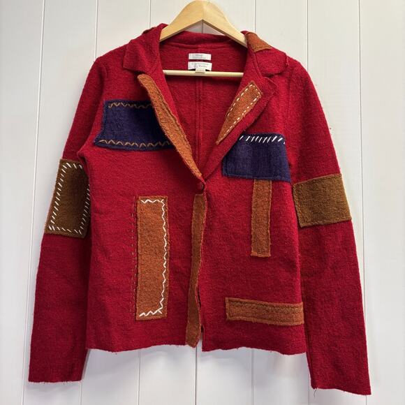 Christopher & Banks Womens Boho Embroidered Patchwork Wool Cardigan Size S Folk - Picture 1 of 7
